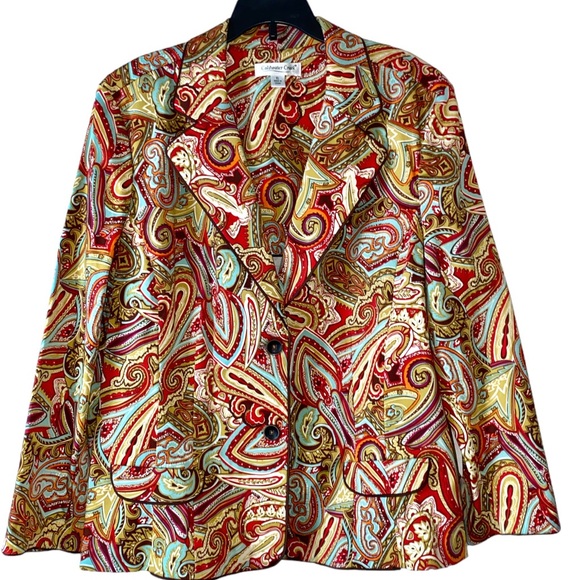 COLDWATER CREEK | Paisley Print Colorful Blazer Size XL - Picture 1 of 7